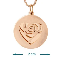 Runder Kettenanhänger Rosegold - Rosenherz und Namen