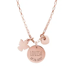 Runder Kettenanhänger Rosegold mit Charms - Name