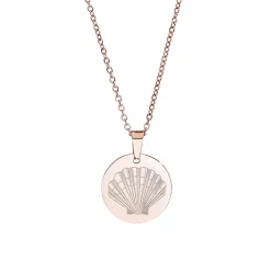 Runder Kettenanhänger Rosegold - Muschel mit Initiale