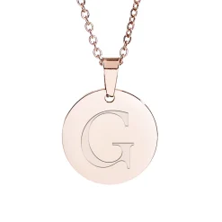 Runder Kettenanhänger Rosegold - Muschel mit Initiale