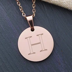 Runder Kettenanhänger Rosegold - Initialengravur