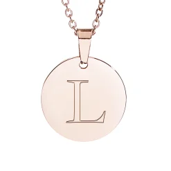 Runder Kettenanhänger Rosegold - Initialengravur