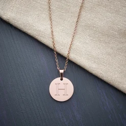 Runder Kettenanhänger Rosegold - Initialengravur