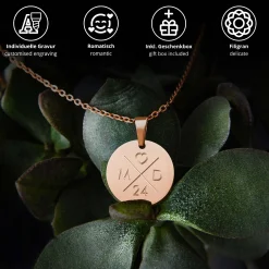 Runder Kettenanhänger Rosegold - Liebesinitialen Halskette