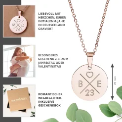 Runder Kettenanhänger Rosegold - Liebesinitialen Halskette