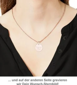 Runder Kettenanhänger Rosegold - Sternbild mit Initiale