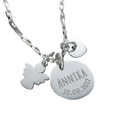 Runder Kettenanhänger Silber mit Charms - Name