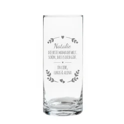 Runde Vase mit Gravur - Beste Mama