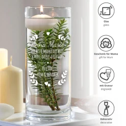 Runde Vase mit Gravur - Beste Mama