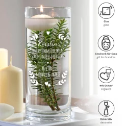 Runde Vase mit Gravur - Beste Oma