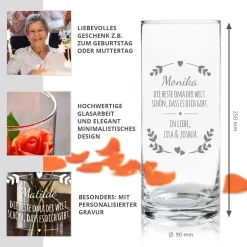 Runde Vase mit Gravur - Beste Oma