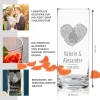Runde Vase mit Gravur - Fingerabdruck Herz