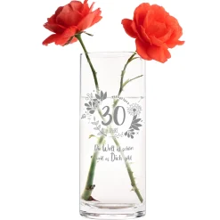Runde Vase mit Gravur - 30. Geburtstag