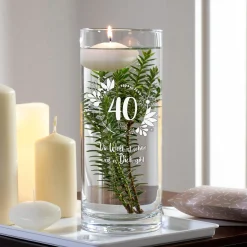 Runde Vase mit Gravur - 40. Geburtstag