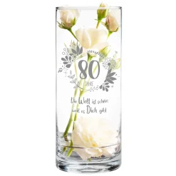 Runde Vase mit Gravur - 80. Geburtstag