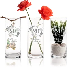 Runde Vase mit Gravur - 80. Geburtstag