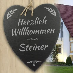 Schieferherz Familie - personalisiert