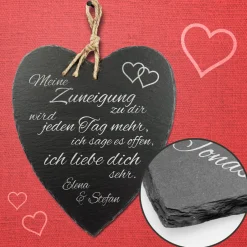 Schieferherz Liebe - personalisiert