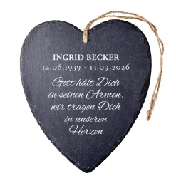 Schieferherz mit Gravur - Beileidsbekundung mit Personalisierung