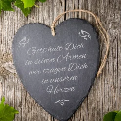 Schieferherz mit Gravur - Beileidsbekundung