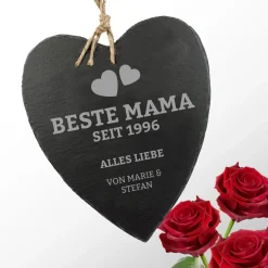 Schieferherz mit Gravur - Beste Mama von Herzen