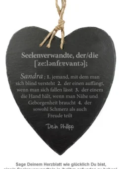 Schieferherz mit Gravur - Definition Seelenverwandte