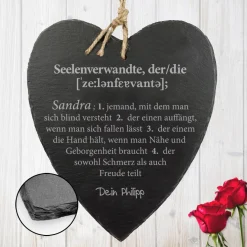 Schieferherz mit Gravur - Definition Seelenverwandte
