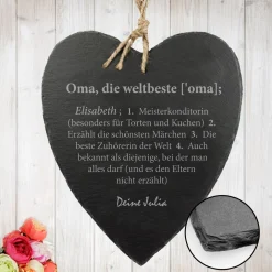 Schieferherz mit Gravur - Definition Weltbeste Oma