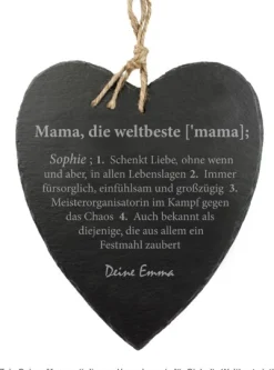 Schieferherz mit Gravur - Definition Weltbeste Mama