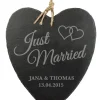 Schieferherz mit Gravur - Just Married