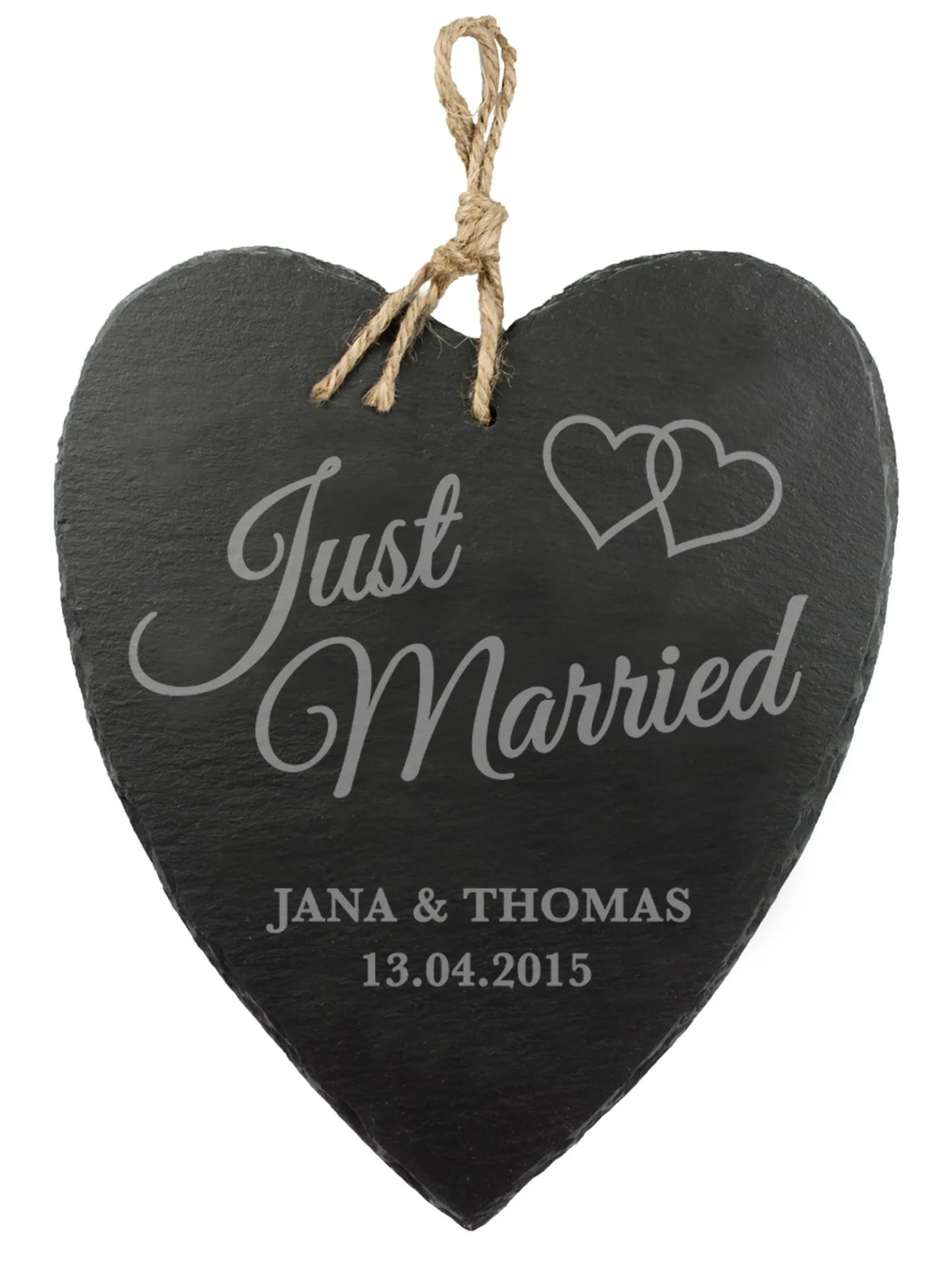 Schieferherz mit Gravur - Just Married