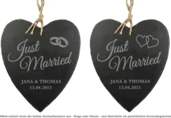 Schieferherz mit Gravur - Just Married