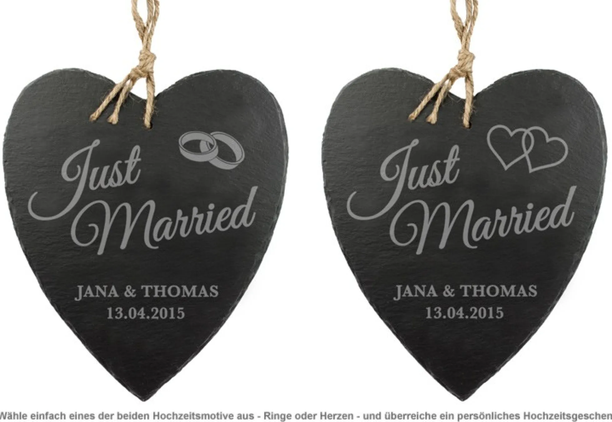 Schieferherz mit Gravur - Just Married