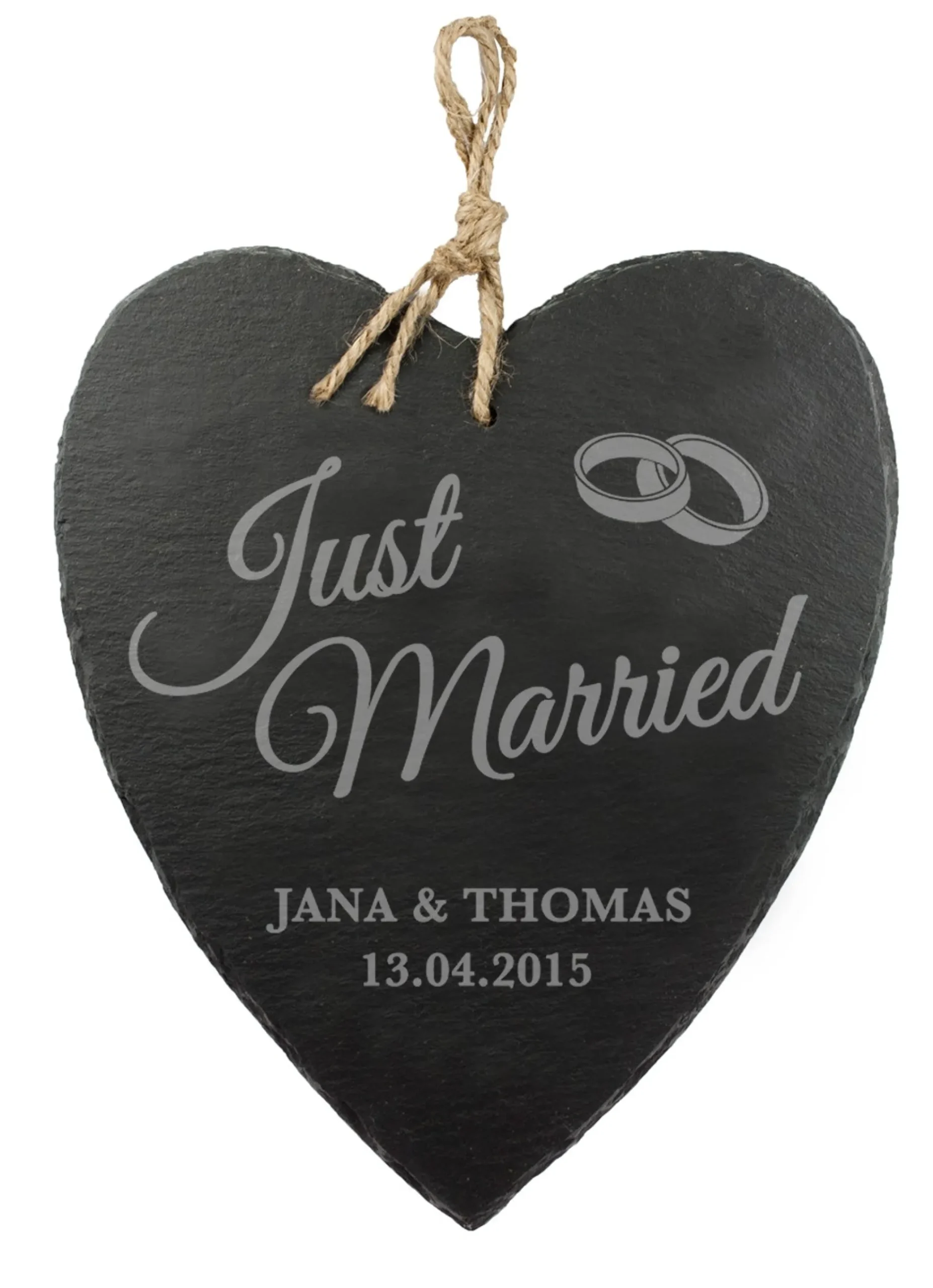 Schieferherz mit Gravur - Just Married