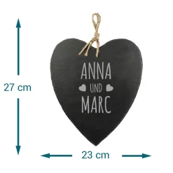 Schieferherz mit Gravur - Liebesherzen