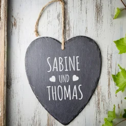 Schieferherz mit Gravur - Liebesherzen
