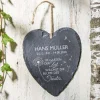 Schieferherz mit Gravur - Trauerspruch mit Personalisierung
