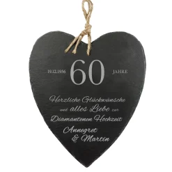 Schieferherz zur diamantenen Hochzeit