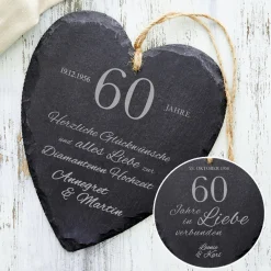 Schieferherz zur diamantenen Hochzeit