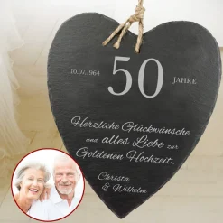Schieferherz zur Goldenen Hochzeit