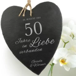 Schieferherz zur Goldenen Hochzeit