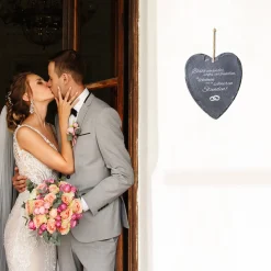 Schieferherz zur Hochzeit - personalisiert