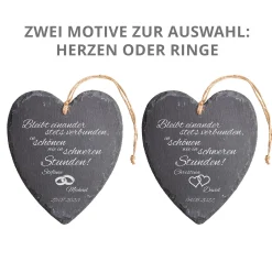 Schieferherz zur Hochzeit - personalisiert