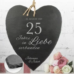 Schieferherz zur Silberhochzeit