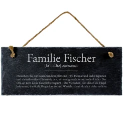 Schiefertafel mit Gravur - Definition Familie