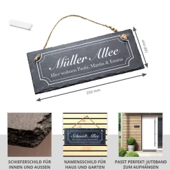 Schiefertafel mit Gravur - Familie Allee