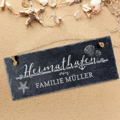 Schiefertafel mit Gravur für Familien - Heimathafen