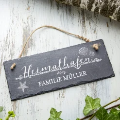 Schiefertafel mit Gravur für Familien - Heimathafen