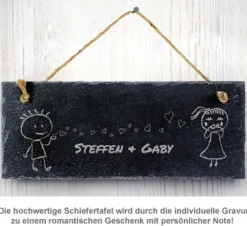 Schiefertafel mit Gravur - Liebespaar