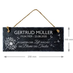 Schiefertafel mit Gravur - Trauerspruch mit Personalisierung